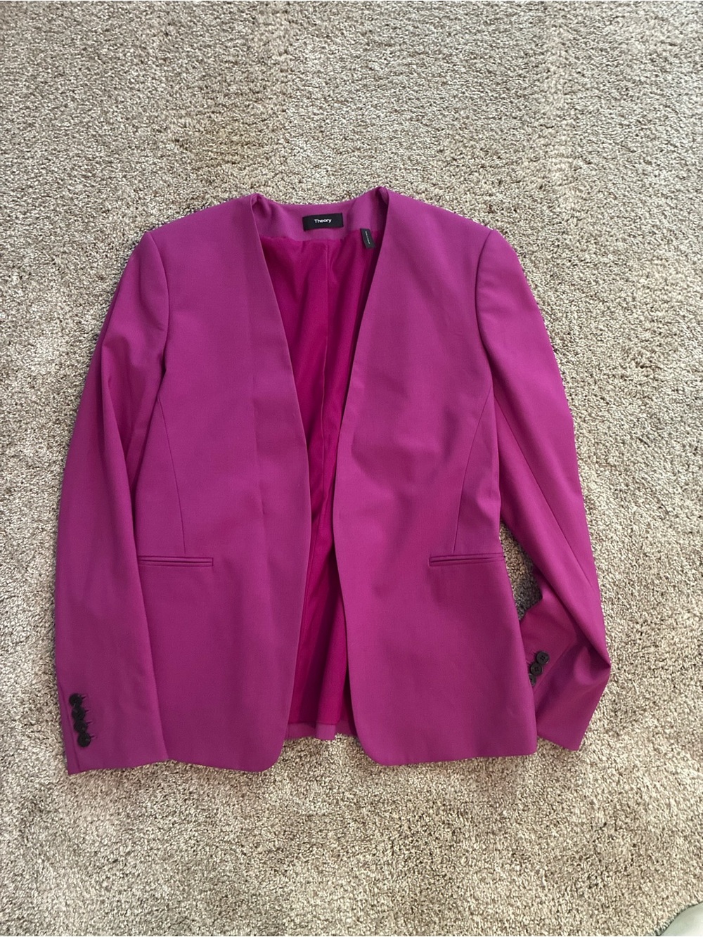 Like new gorgeous Theory Women's Vibrant Fuchsia Open-Front Blazer